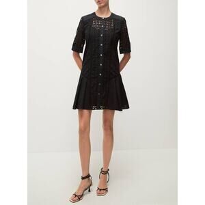 Veronica Beard Dara Eyelet Mini Dress in Black 00